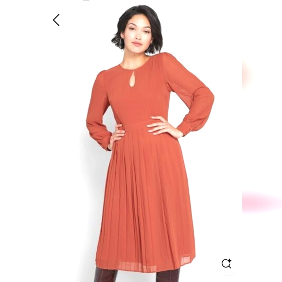 Anthropologie Dresses & Skirts - Anthropologie MOD CLOTH Keen On Pleats MIDI COTTON ORANGE DRESS